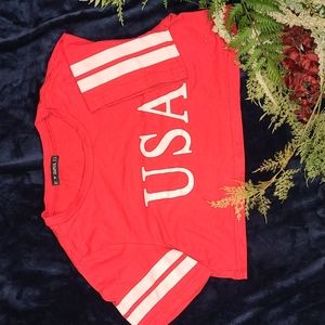 Zaful Mini Crop USA Tee
